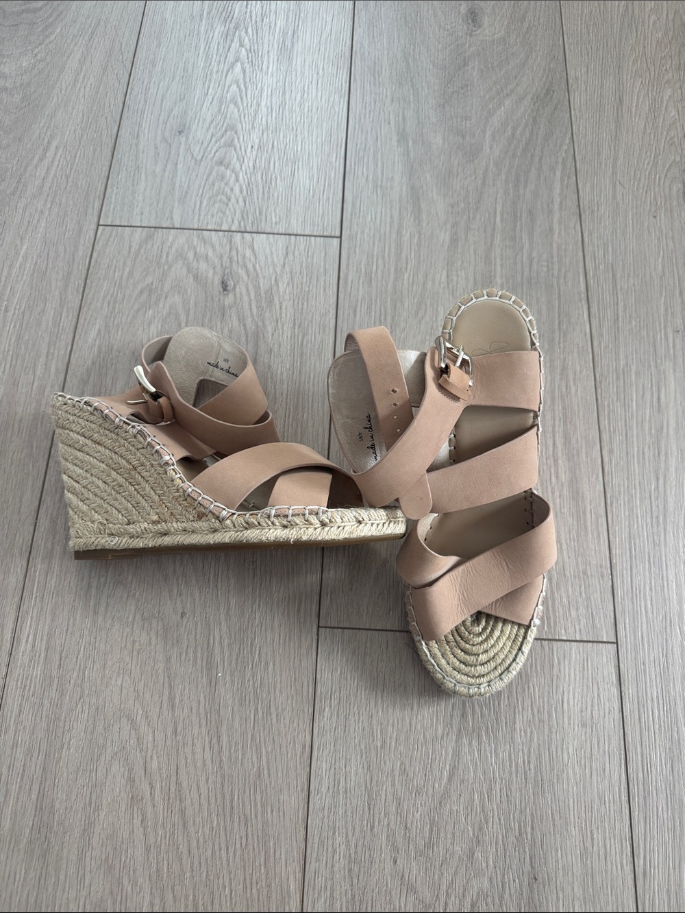 Joie Blush Tan Espadrille Wedge Sandals